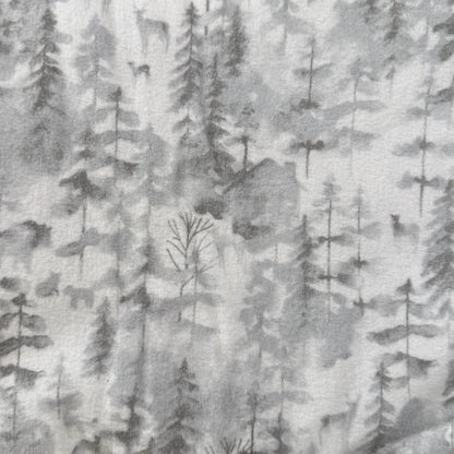 Cuddl Duds Painted Forest Flannel Sheet Set Twin | Gray White Cotton Sheets