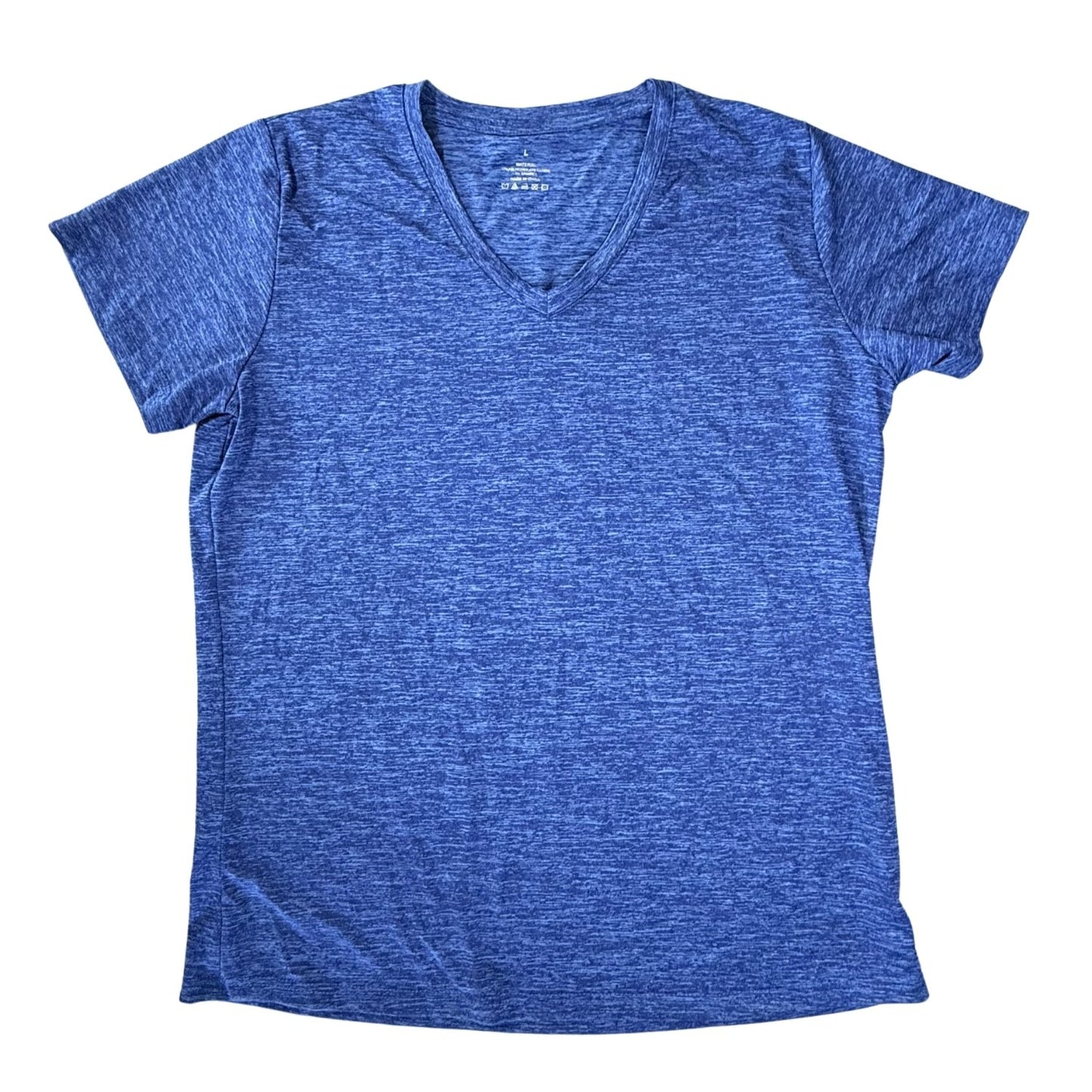 Heather blue athletic v neck shirt lightweight performance tee