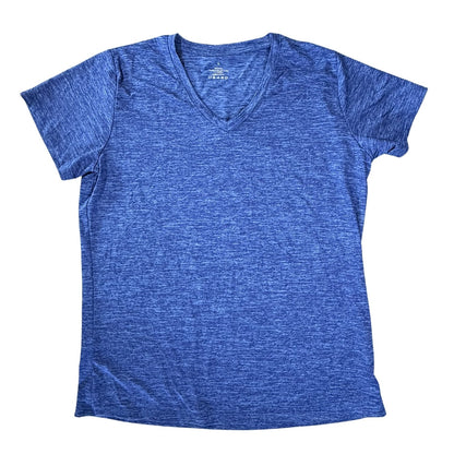 Heather blue athletic v neck shirt lightweight performance tee