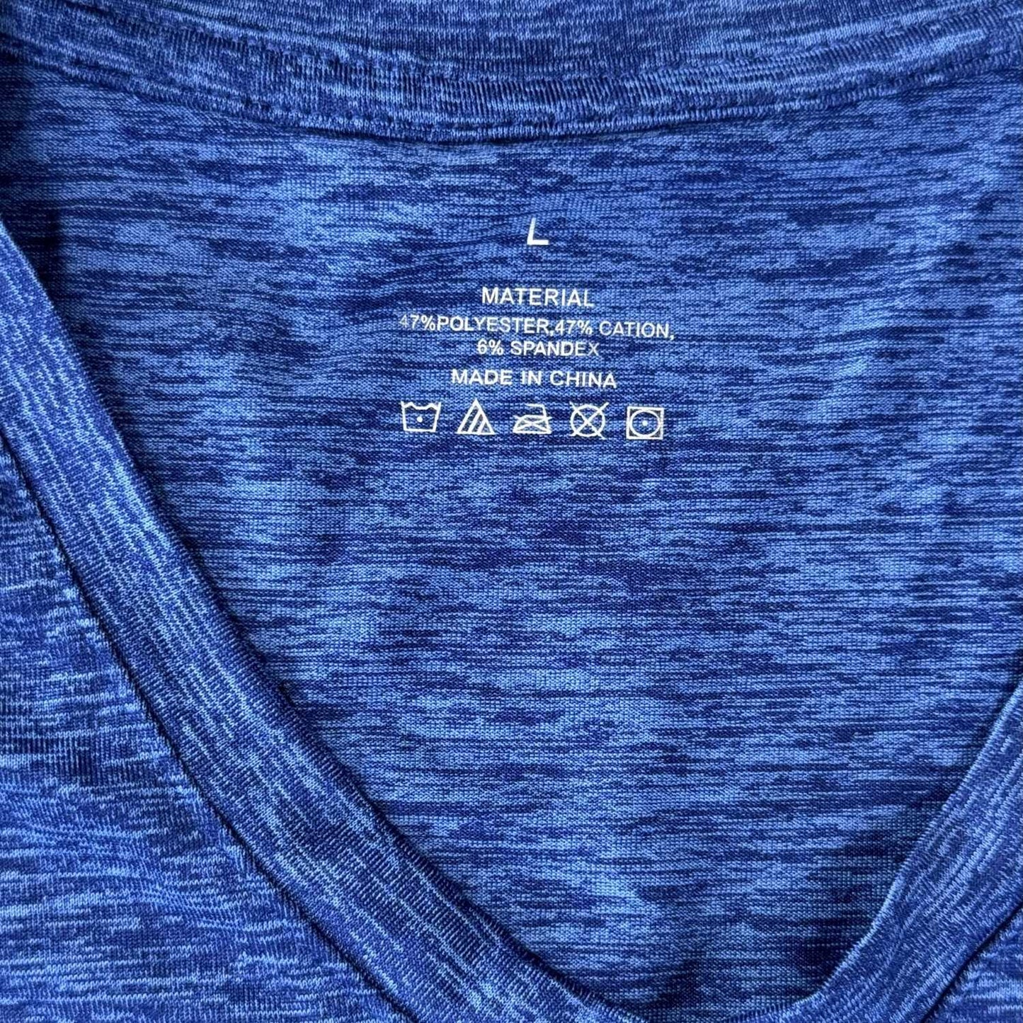 Back view of blue athletic shirt