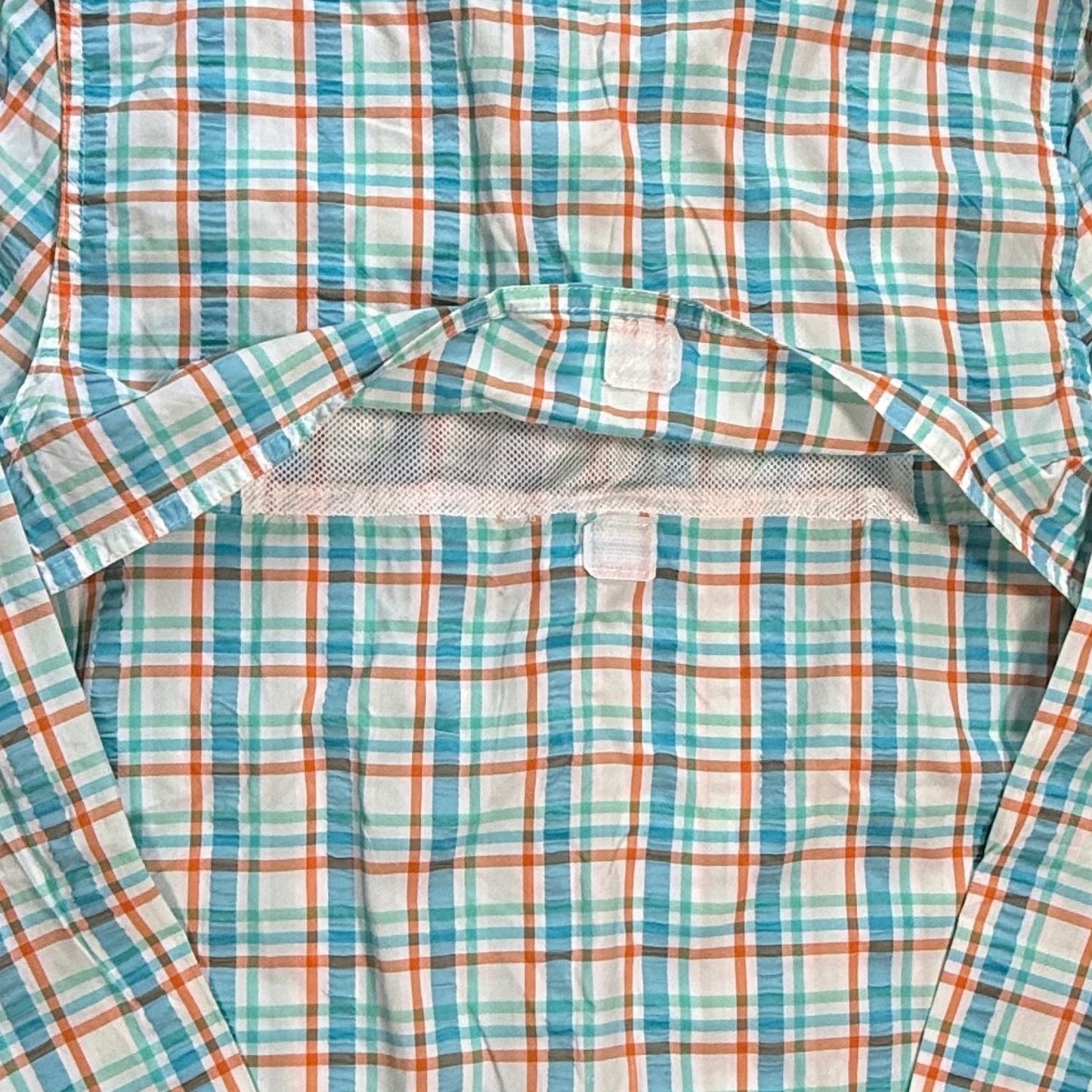 JK Boys plaid fishing shirt size Medium vented back and mesh lining detail