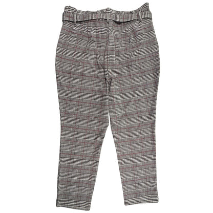 Back view of JustFab women’s 1X black white and red plaid paperbag-waist pants