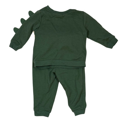 Back of Kidgets baby boy green alligator sweatshirt and jogger 2-piece set size 12 months