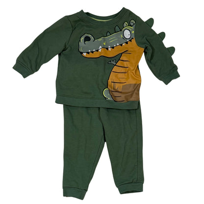 Kidgets baby boy green alligator sweatshirt and jogger 2-piece set size 12 months