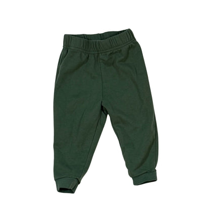 Kidgets baby boy green jogger pants with elastic waist and ribbed ankle cuffs