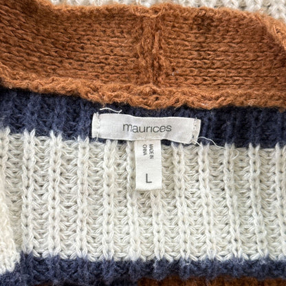 Maurices women’s size Large brand label inside striped open-front cardigan