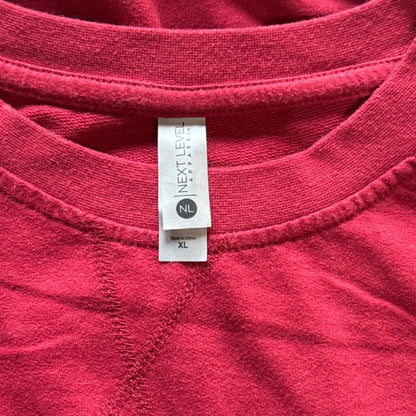 Next Level Apparel XL label inside dark red Make It Make Sense sweatshirt