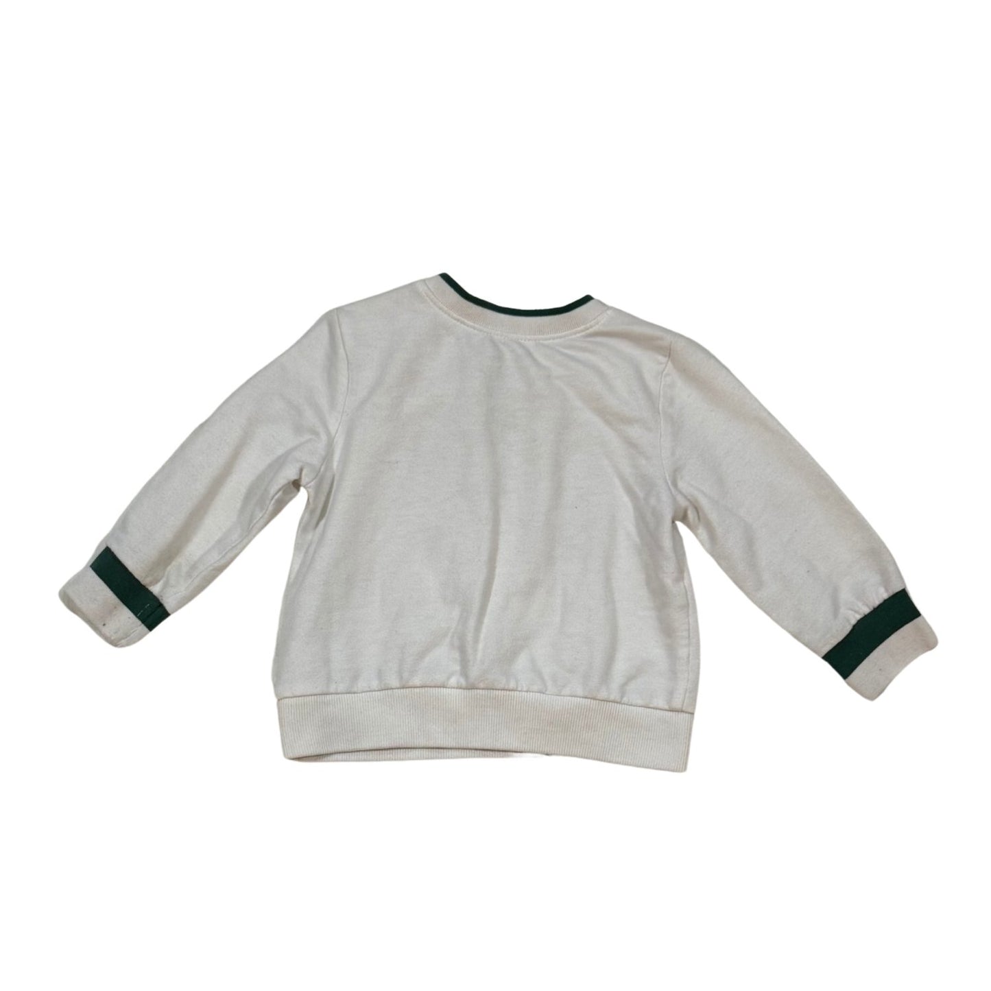Okie Dokie baby boy white and green sweatshirt size 12 months back