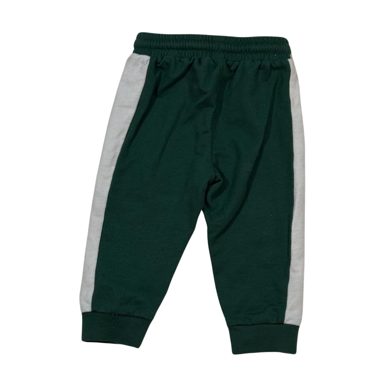 Okie Dokie baby boy forest green jogger pants with white side stripes size 12 months back