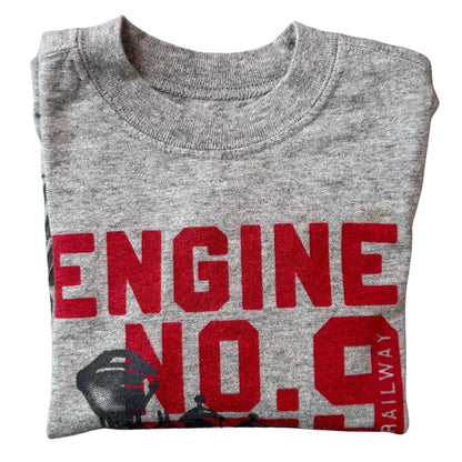 Folded Old Navy boys size 5T heather gray train graphic long sleeve shirt