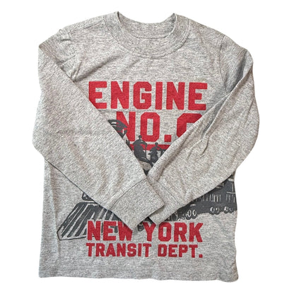Folded front view of Old Navy boys size 5T Engine No. 9 train graphic shirt