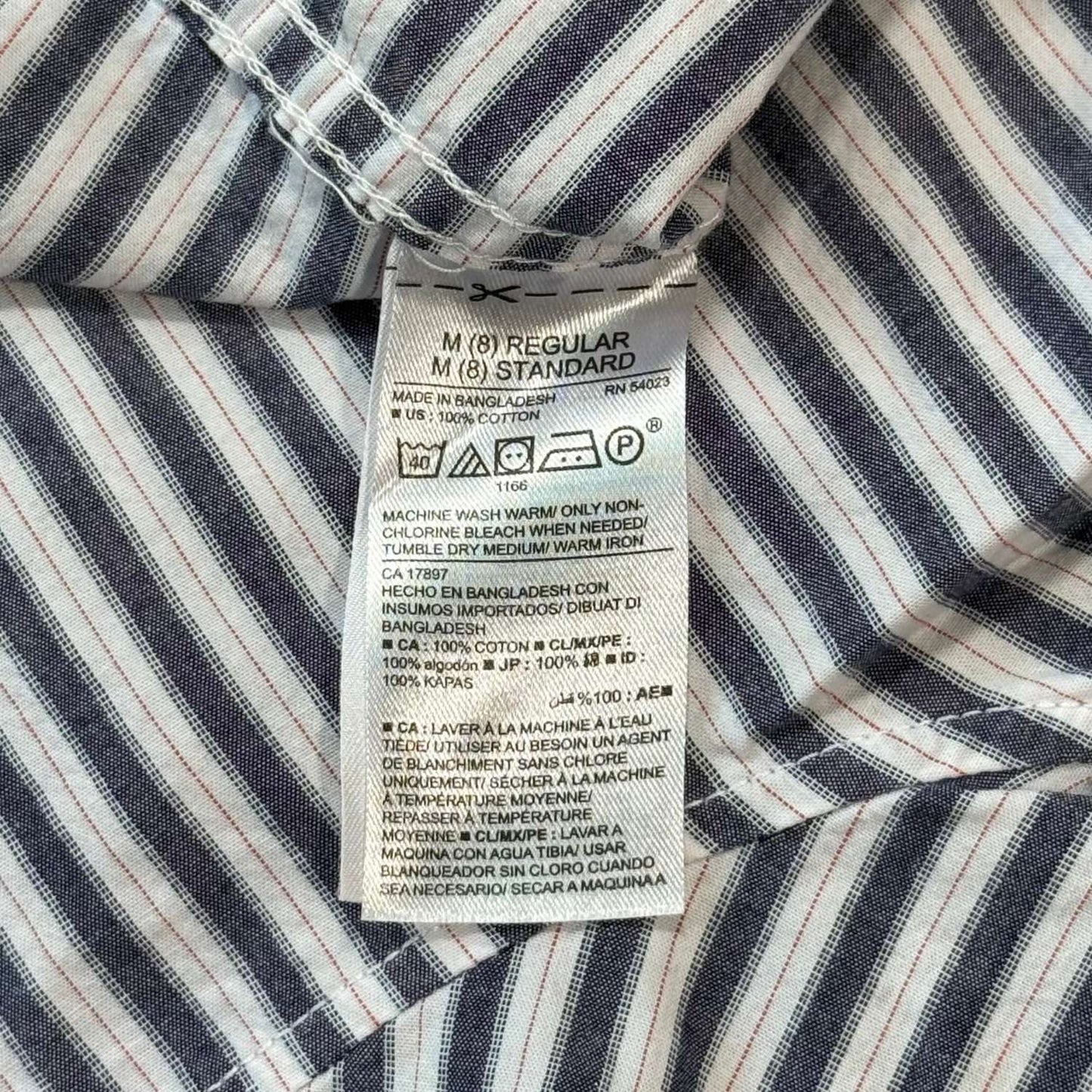 Old Navy boys striped shirt size Medium 8 Regular and 100 percent cotton care label