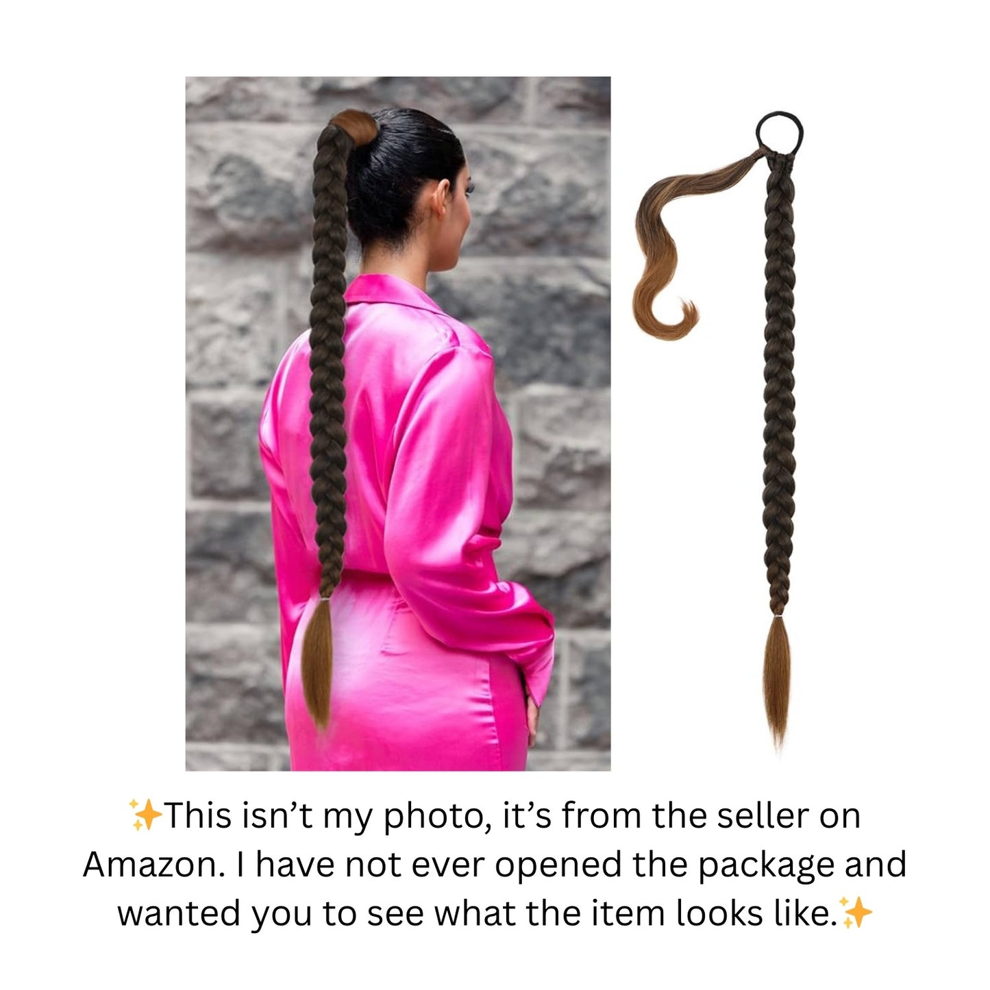 Nannan 32" Braided Ponytail Extension Ombre Black Brown | Synthetic Hair Piece