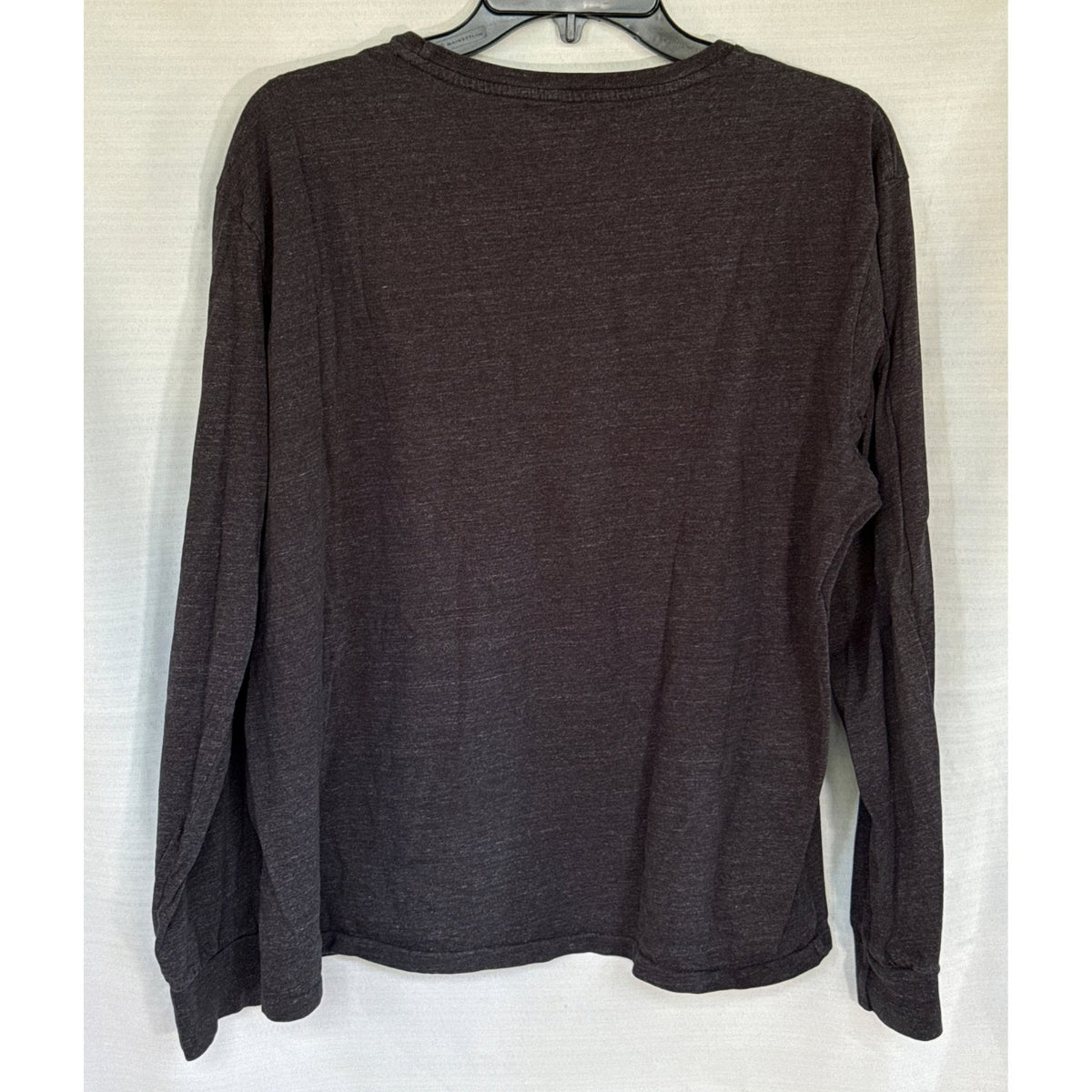 Back view of a charcoal heather Polo Ralph Lauren men’s long-sleeve T-shirt