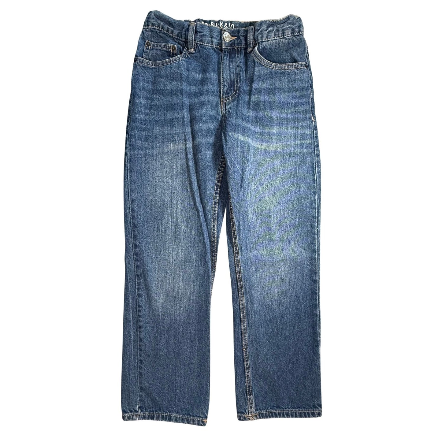Front view of Roebuck and Co. boys medium-wash straight-leg jeans size 10H
