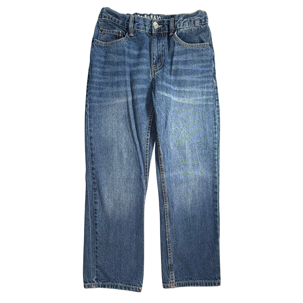Front view of Roebuck and Co. boys medium-wash straight-leg jeans size 10H
