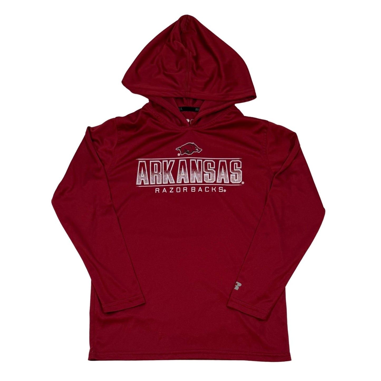 Russell Arkansas Razorbacks boys red performance hoodie size 8 front view