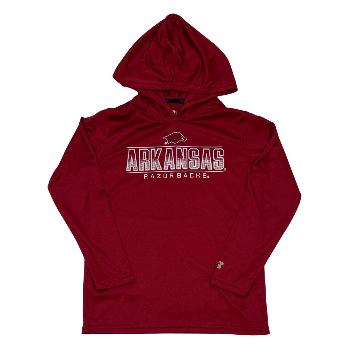 Russell Arkansas Razorbacks boys red performance hoodie size 8 front view