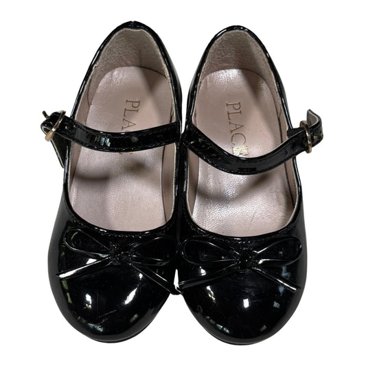 Toddler girl black patent leather Mary Jane flats with bow size 6