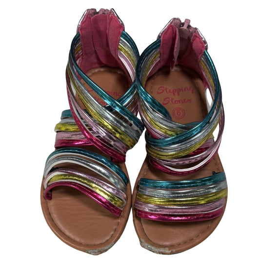 Toddler girl metallic rainbow gladiator sandals size 6 front view