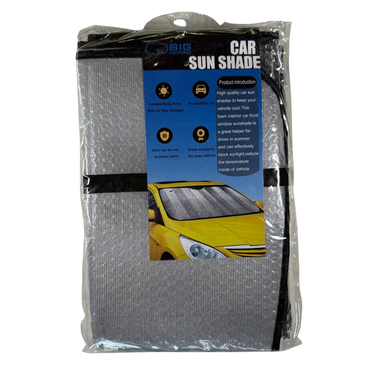 Universal car sun shade silver reflective UV protection front view
