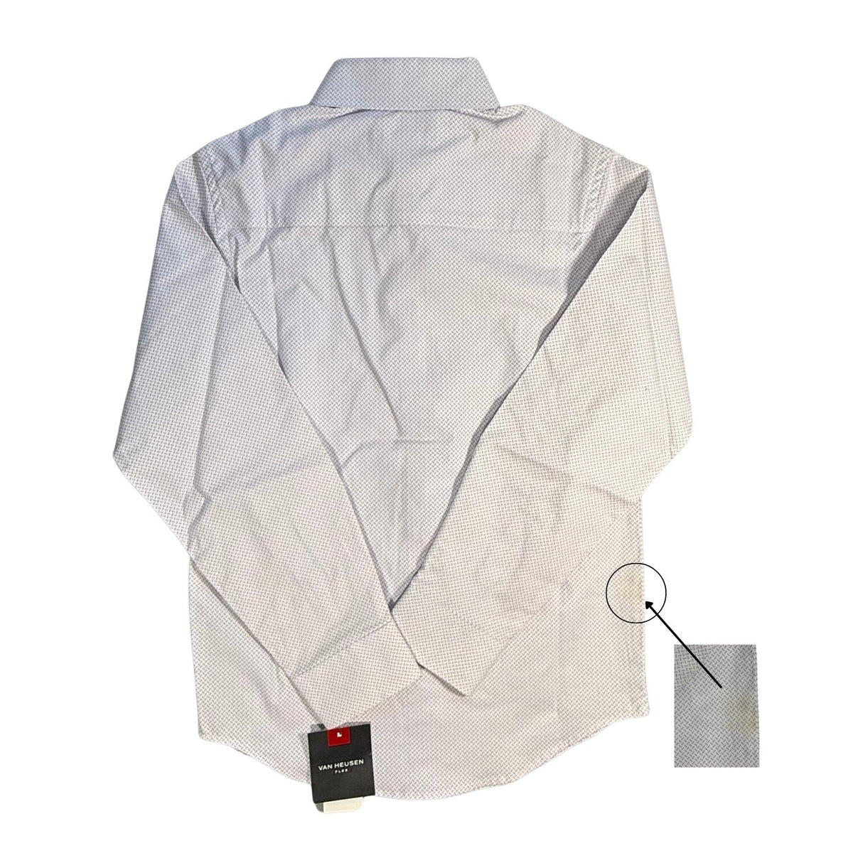 Van Heusen boys size 8 dress shirt showing faint discoloration on the lower back side
