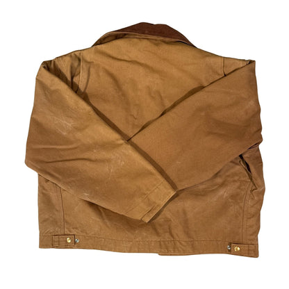 Back view of vintage Carhartt brown duck Detroit work jacket in excellent condition