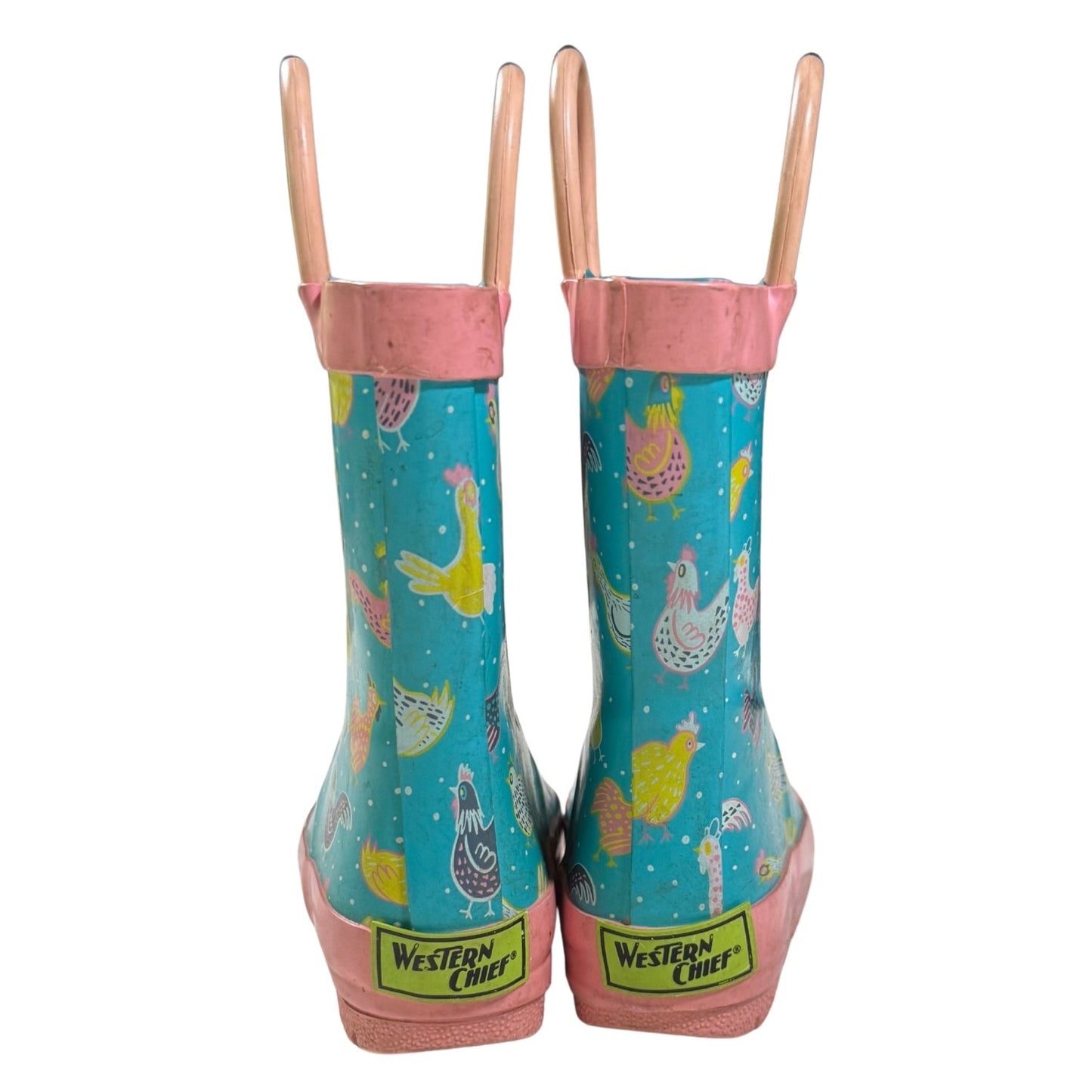 Back view of Western Chief toddler rain boots with pull handles.