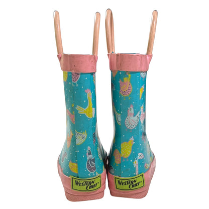 Back view of Western Chief toddler rain boots with pull handles.