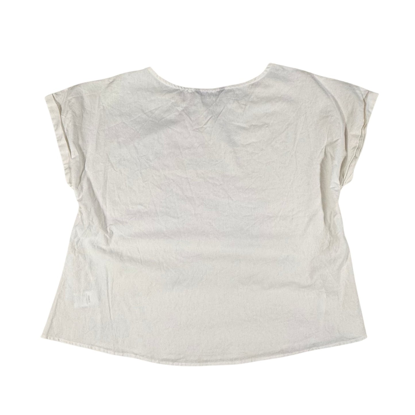 Back view of a women's large SHEIN cream cotton top.
