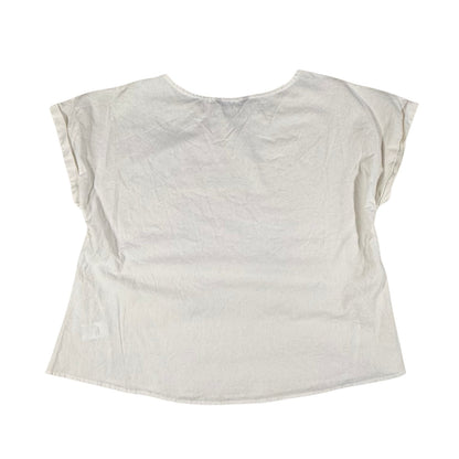 Back view of a women's large SHEIN cream cotton top.