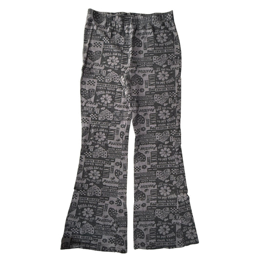 Back view of Zoe + Liv women's XL flare leggings with inspirational graphics