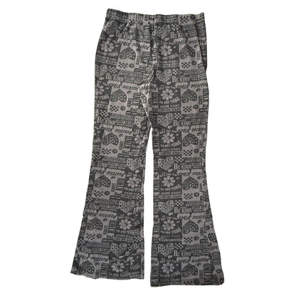 Women's XL Zoe + Liv black gray graphic flare leggings with positive phrases