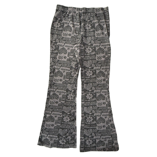 Women's XL Zoe + Liv black gray graphic flare leggings with positive phrases