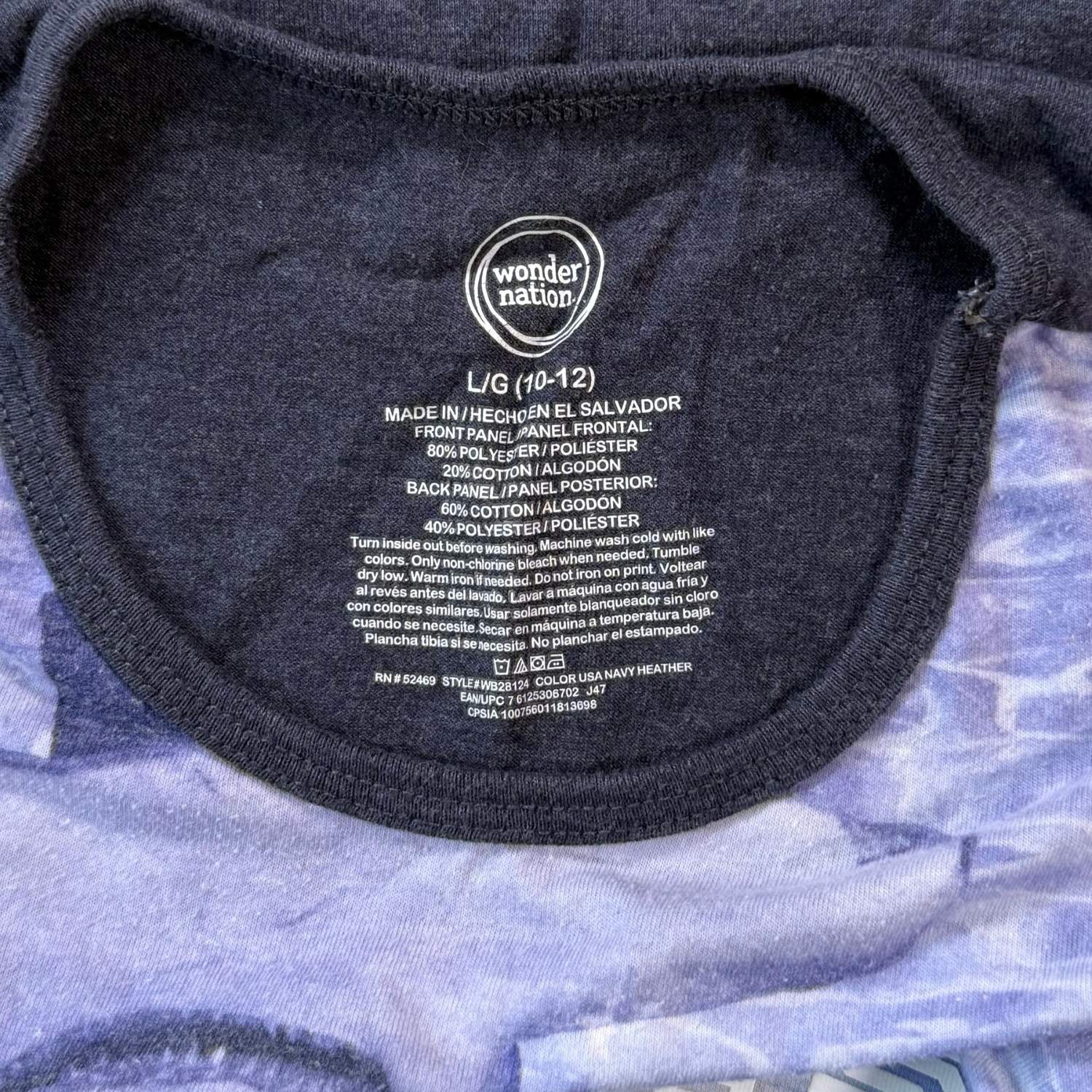 Wonder Nation boys Large 10-12 shark tank top size and material tag