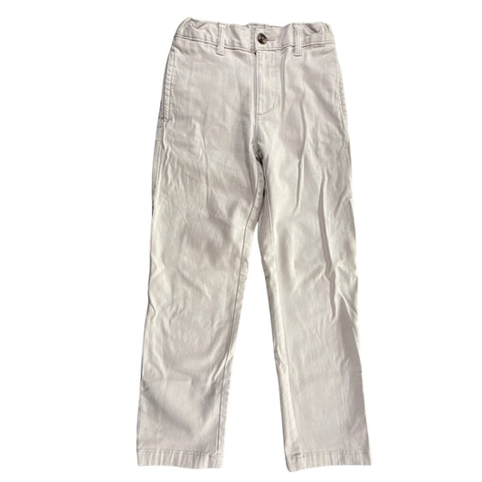 Front view of Wonder Nation boys’ size 10R tan chino pants with button closure and straight legs.