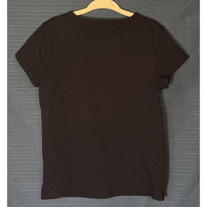 Back of Wonder Nation girls black short-sleeve crew neck T-shirt, size Small 6–6X.