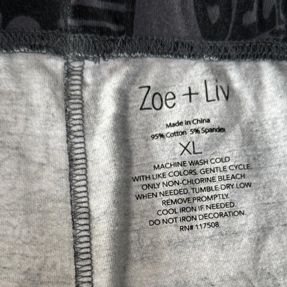 Zoe + Liv brand tag on women's XL graphic leggings