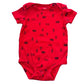Carter's Red Cabin Winter Onesie (Est. Retail Price $14.00) Size: 18 mths Color: Red with black bears and pine trees. Cute for winter and Christmas. Features: Short Sleeve Reinforced snaps Material: 100% Cotton Condition: Gently Used front- Our Families Attic