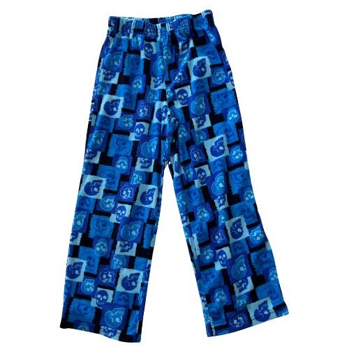 Pre-Owned Faded Glory Blue Skulls Lounge Pants Brand: Faded Glory Size: Big Boys 8 (medium) Color: Blue with skulls Features: Warm soft fleece Elastic waist Material: 100% Polyester Condition: Gently used. Minor pilling and light signs of wash and wear. Online Thrift Store - Our Families Attic