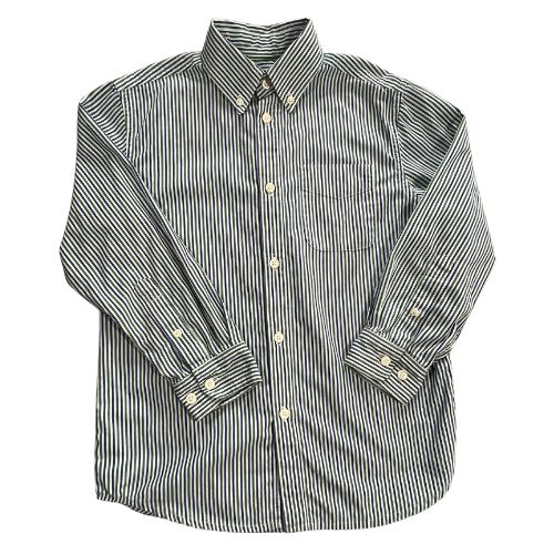 First Wave Blue and Green Striped Long Sleeve Button-Up Shirt  Size: Boys 7  Color: Blue & green striped  Features:  Long Sleeve Button-up Button cuffs Button collar Front pocket Material: 100% Cotton  Condition:  Gently Used - Our Families Attic