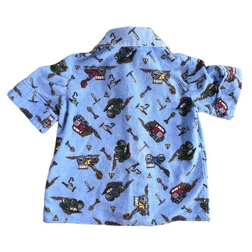 Pre Owned Handmade Blue Flannel Pajamas with Construction Truck