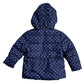 Healthtex Blue with White Polka Dots Puff Coat Brand: Healthtex Size: Toddler Girl 4T Color: Dark Blue with White Polka Dots Features: Zipper Closure Hood Front Pockets Warm Fleece Liner Elastic around face Warm Material: 100% Polyester (shell, filler, and liner) Condition: Gently used condition. Some minor scuff marks but very few. There is a name written on the tag. Otherwise in great used condition. - Our Families Attic