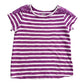 Old Navy Purple Striped Shirt with Applique  Size: Toddler Girls 4T  Color: Purple & White Stripe  Features:   Purple decorative applique Crew neck Short (cap) Sleeve Material:  100% Cotton  Condition: Good Gently Used - Our Families Attic