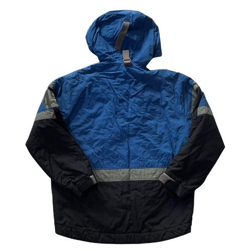 Pre-Owned Pacific Trail 2-Tone Blue Jacket Brand: Pacific Trail Size: Big Boys 8 (small) Color: Blue and Gray Features: Long Sleeve Hood Zipper and velcro closure Hand and chest pocket with velcro closure Lightweight snow/ski-type jacket Velcro around wrists Small inside chest pocket Material: Cotton, Polyester Condition: Well-loved. Used Clothing - Our Families Attic
