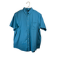 Roundtree & Yorke Classics Blue Fishbone Dress Shirt Men's Size 2XT - 2 Xtra Large Tall Beautiful Bright Blue / Turquoise Color Fishbone pattern/texture Button closure, button-down collar Short sleeves, chest pocket Condition: Excellent Used Front View - Our Families Attic
