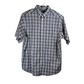 Roundtree & Yorke Easy Care Blue Plaid Men's Dress Shirt  Size 2XT - 2 Xtra Large Tall  Easy Care  Blue, brown, and white plaid color  Button collar, button-up  Front Pocket, Short Sleeve Condition: Excellent Front View - Our Families Attic