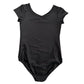 Danskin Short Sleeve Black Leotard (Est. Retail Price $24.00) Size: Big Girl Medium 8-10 (the best guess based on measurements) Color: Black Features: Short sleeve Scoop V-Neck Classic look Material: 92% Nylon, 8% Spandex Condition: gently Used for gymnastics dance ballet back - Our Families Attic